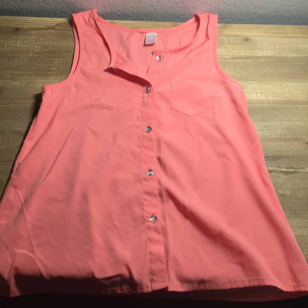 Girls peach button down tank